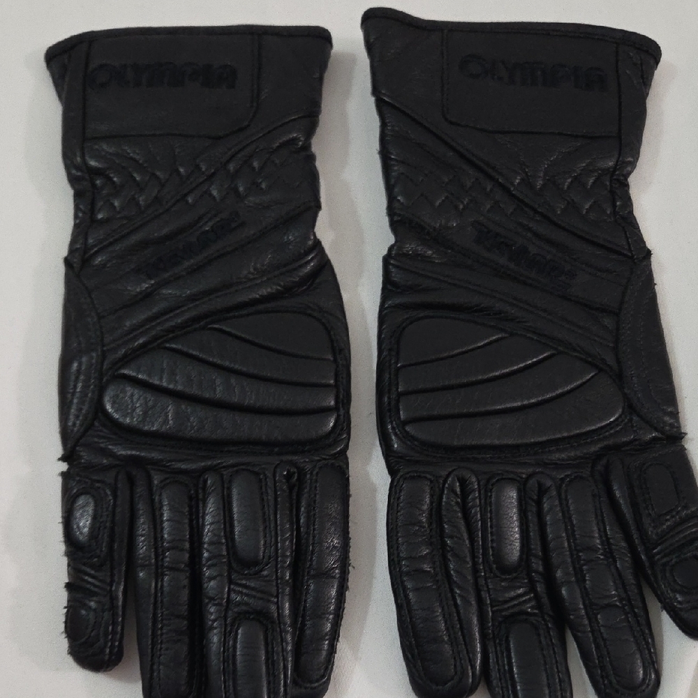 OLYMPIA Black Motorcycle Leather Gloves - Picture 10 of 15